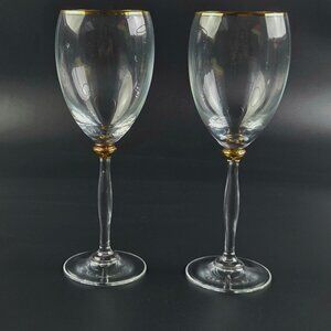 Vintage Savini Crystal Wine Glasses – Gold Trim – Set of 2
